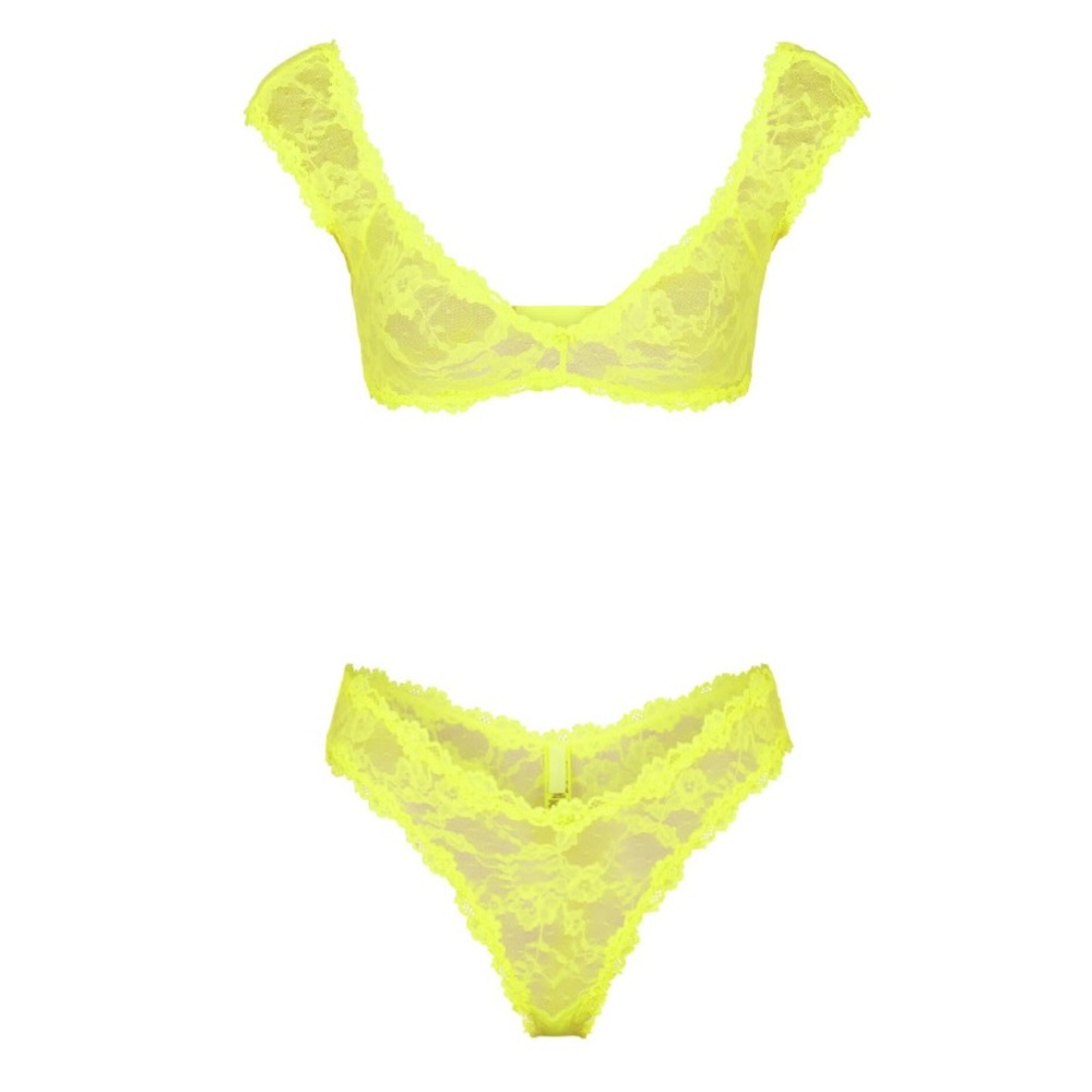 Skims Stretch Lace Set in Yellow HighLighter